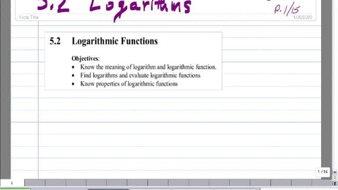 Thumbnail for 5.3 Video Lecture - Intro to Logs