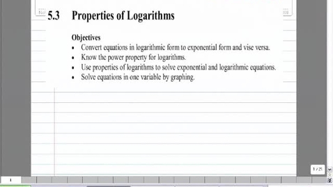 Thumbnail for 5.4 Video Lecture - Properties of Logarithms