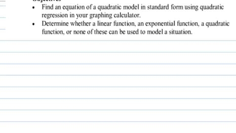 Thumbnail for 7.7 Video Lecture - Finding Quadratic Models
