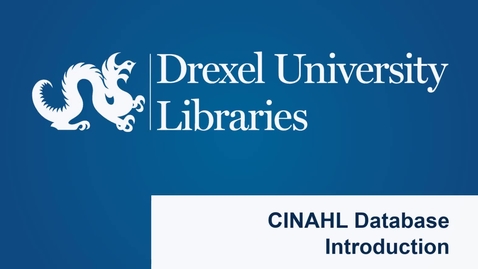 Thumbnail for entry CINAHL Database Introduction