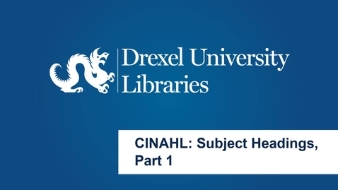 Thumbnail for CINAHL Subject Headings, Part 1