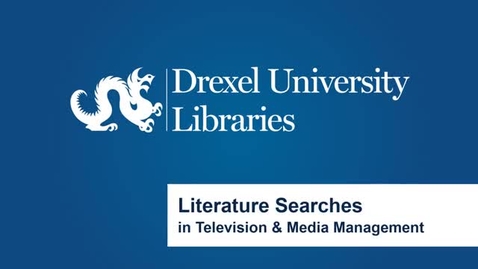 Thumbnail for Literature Searches in Television and Media Management