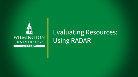 Thumbnail for entry Evaluating Resources with RADAR