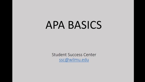 Thumbnail for entry APA Style Basics