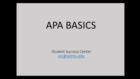 Thumbnail for entry APA Style Basics