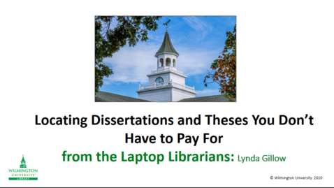 Thumbnail for entry Locating Dissertations &amp; Theses (you don't have to pay For)