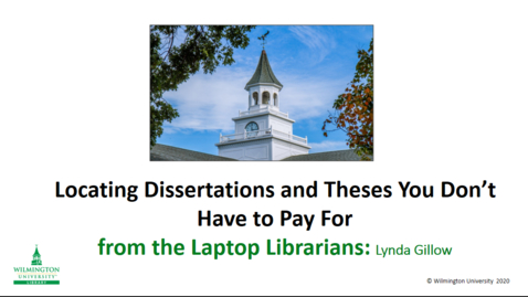 Thumbnail for Locating Dissertations &amp; Theses (you don't have to pay For)