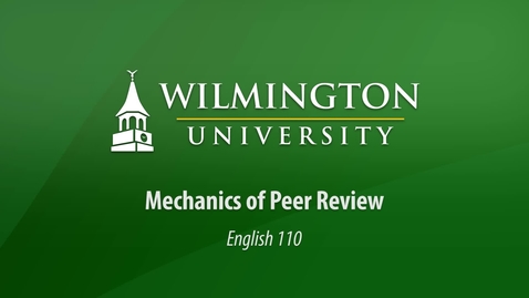 Thumbnail for entry English 110: Mechanics of Peer Review