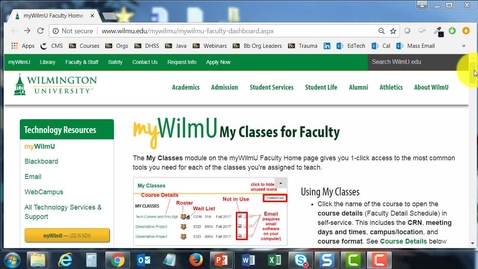 Thumbnail for entry How WilmU Faculty Access a Class Roster in the myWilmU Portal