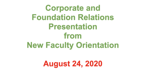Thumbnail for 3 - Corporate &amp; Foundation Relations