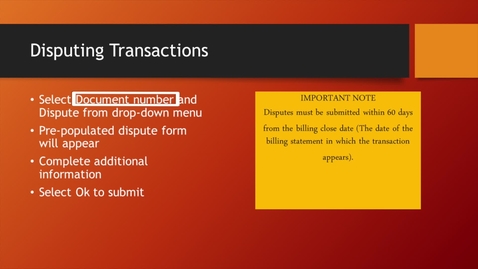 Thumbnail for 06 - P Card - Disputing Transactions