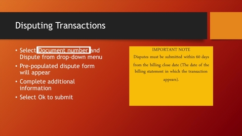 Thumbnail for entry 06 - P Card - Disputing Transactions
