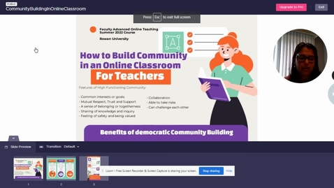 Thumbnail for Shweta Gupta's AOTT Presentation - Community Building In Online Classroom  -  June 27, 2022