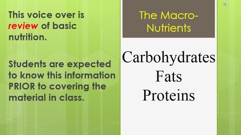 Thumbnail for The Macro-nutrients: Carbohydrates, Fats, Proteins