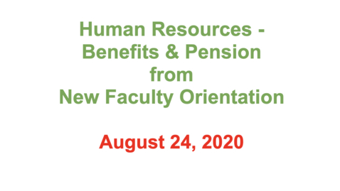 Thumbnail for 8/24/2020 - Human Resources - Benefits &amp; Pension