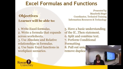 Thumbnail for entry Excel Formulas and Functions