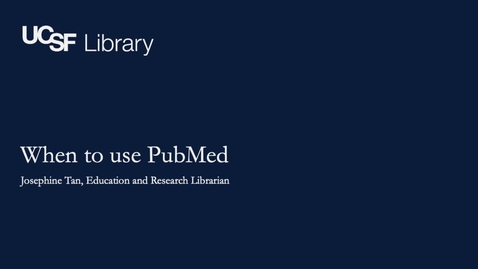 Thumbnail for 1. When to use PubMed