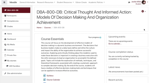 Thumbnail for entry Navigating Your DBA Course in Moodle