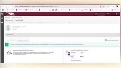 Thumbnail for Financial Aid Student Self-Service Overview