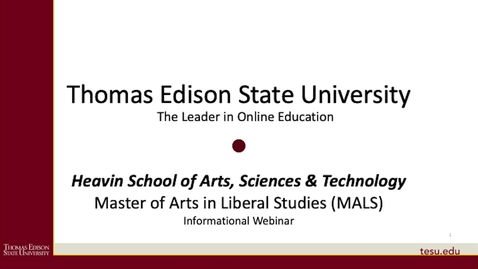 Thumbnail for Master of Arts in Liberal Studies (MALS) Presentation