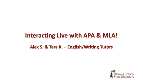 Thumbnail for Interacting Live with APA &amp; MLA