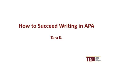 Thumbnail for How To Succeed Writing in APA