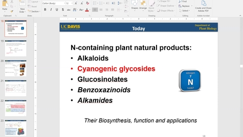 Thumbnail for PBI298 Lecture#4-2 Cyanogenic Glycosides