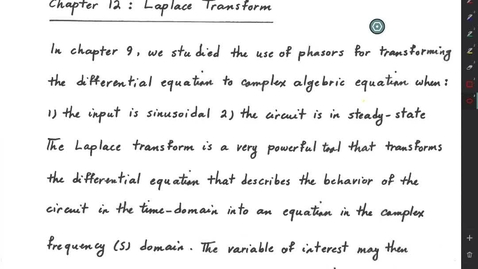 Thumbnail for entry Laplace Transform (Part 1)