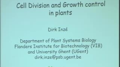 Thumbnail for Storer Lecture - Dirk Inze 04-14-2006
