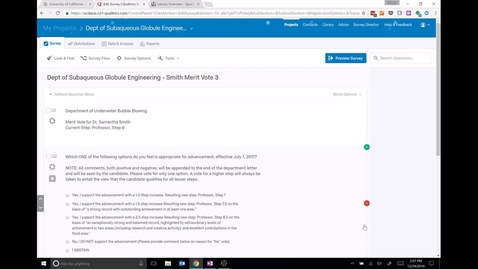 Thumbnail for Qualtrics for Merits &amp; Promotions Voting - 8. Managing and Sharing Surveys