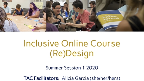 Thumbnail for CEE Graduate Student Workshop - Inclusive Online Course (Re)Design