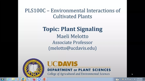 Thumbnail for entry Lecture: Topic 4 – Plant Signaling (Wednesday, April 22nd)