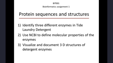 Thumbnail for entry Bioinformatics assignment 1:  Protein searches