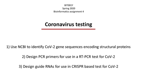Thumbnail for Assignment 4 Coronavirus testing