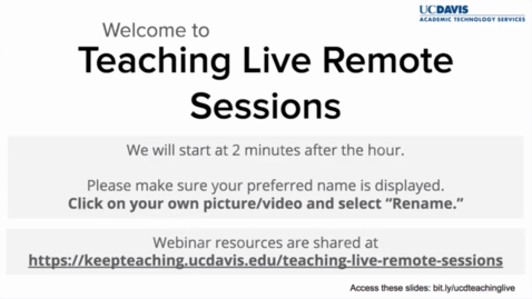 Thumbnail for entry ATS Webinar: Teaching Live Remote Sessions - March 30, 2020
