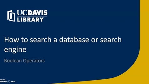 Thumbnail for entry How to Search a database or search engine