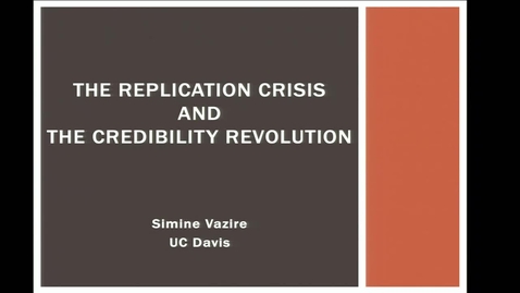 Thumbnail for Replicability Crisis and Credibility Revolution Lecture
Intro to Research Methods
Simine Vazire
UC Davis, Fall 2019