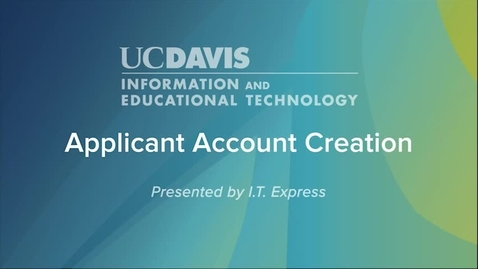 Thumbnail for Applicant account creation