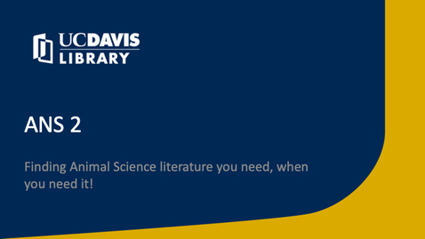 Thumbnail for ANS 2 Library Session Part 1