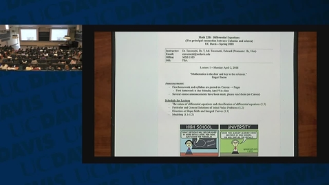 Thumbnail for entry Lecture 1 - Introduction to Ordinary Differential Equations (S18/Math 22B)