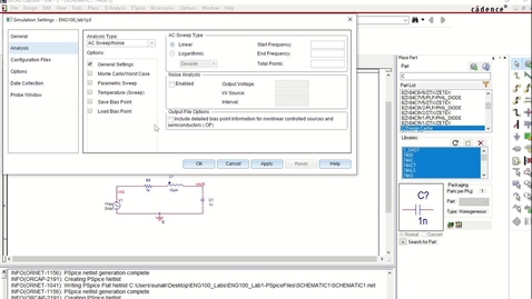 Thumbnail for entry Lab1, Part4: Creating Simulation Profile (AC Sweep)