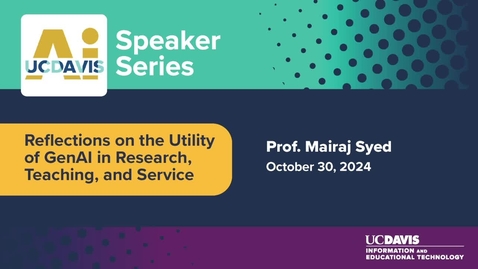 Thumbnail for AI Speaker Series: Reflections on the Utility of GenAI in Research, Teaching, and Service with Mairaj Syed