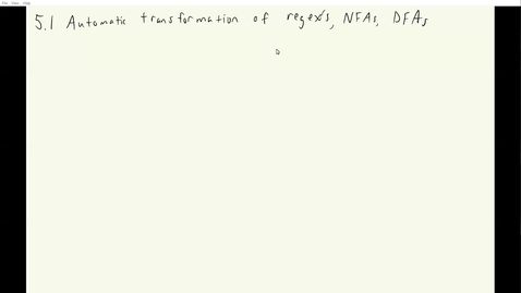 Thumbnail for ECS 120 3a:1 automatic transformation of regex_s NFAs, DFAs
