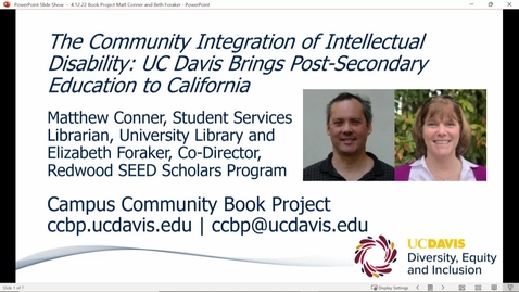Thumbnail for 2022 Campus Community Book Project - Matthew Conner and Elizabeth Foraker 04/12/2022