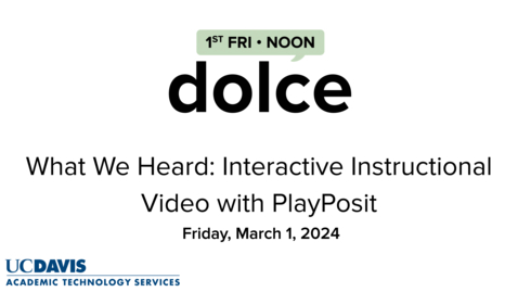 Thumbnail for Dr. Andy Jones' Video Preview of the March 1, 2024 DOLCE on interactive instructional video with PlayPosit