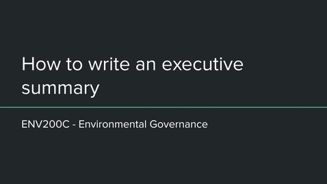 Thumbnail for entry ENV200C Writing an executive summary