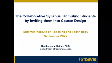 Thumbnail for SITT 2022: The Collaborative Syllabus  by HJ Hether