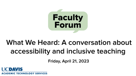Thumbnail for April 2023 Faculty Forum on accessibility and inclusive teaching - Preview video by Dr. Andy Jones