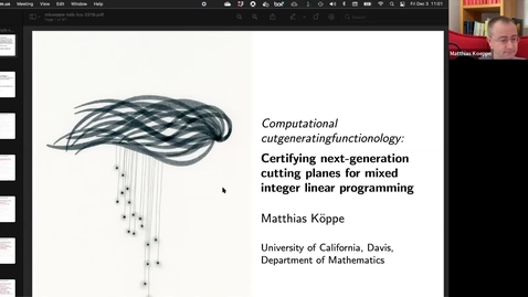Thumbnail for 2021-12-03: Cutgeneratingfunctionology