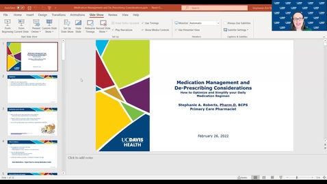 Thumbnail for February 26, 2022 — Medication Management and De-Prescribing Considerations: How to Optimize and Simplify your Daily Medication Regimen